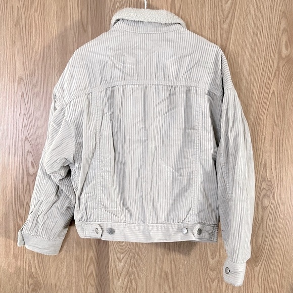 Anthropology BDG Cream Corduroy Sherpa Fleece Denim Cropped Jacket - Picture 3 of 4